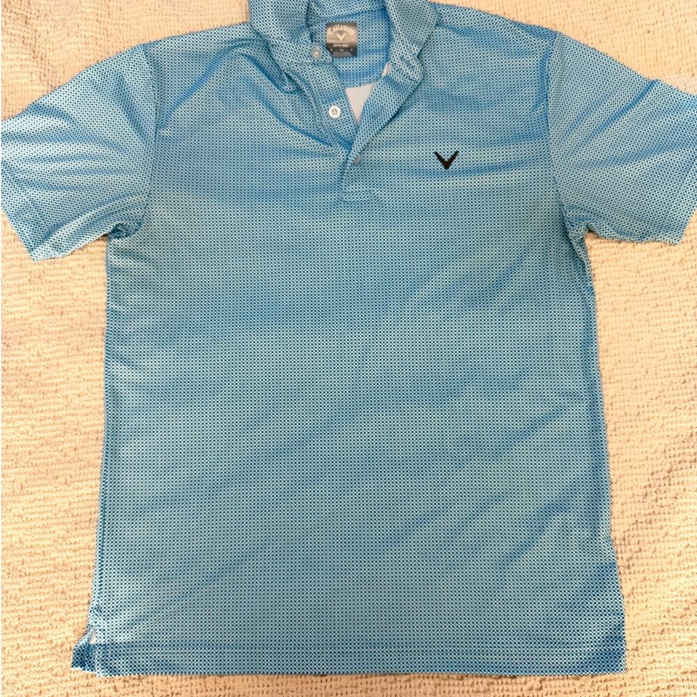 Callaway Opti-Dri Men's SP Golf Polo Light Blue White Check